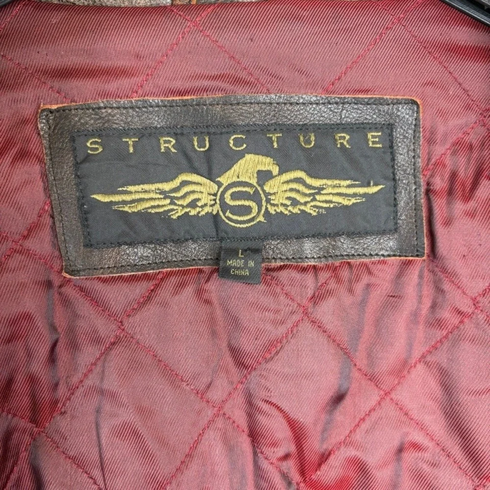 VINTAGE 1990s Brown Leather Jacket Size Large L Patina Motorcycle Coat Mad‎ Max
